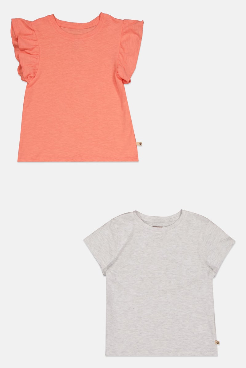 Bearpaw Kids Girl 2Pcs Heather  Ruffle Sleeve Top, Multicolor - Image 3